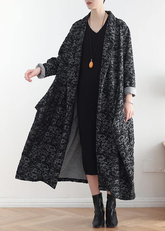 Luvik | mørkegrå asymmetrisk klær Jacquard midi-jakker