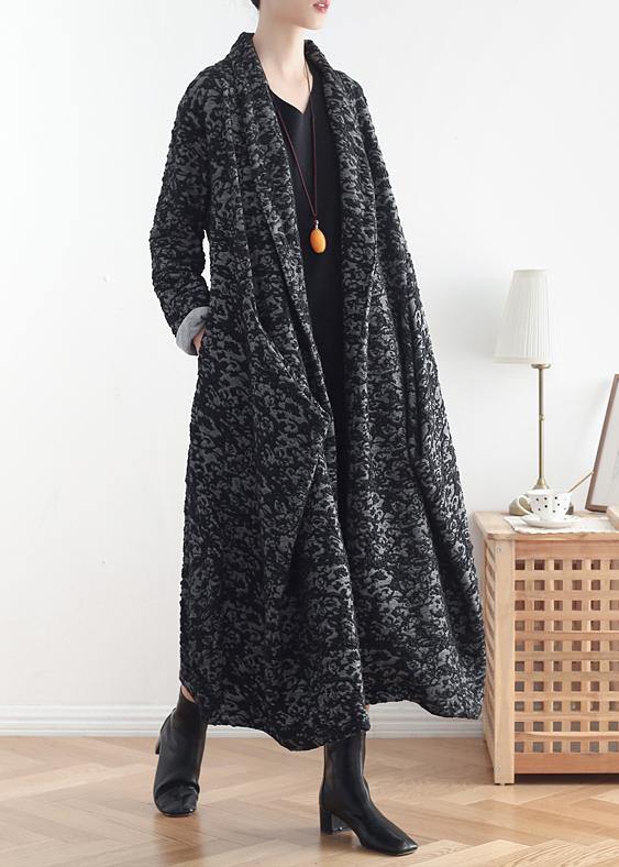 Luvik | mørkegrå asymmetrisk klær Jacquard midi-jakker
