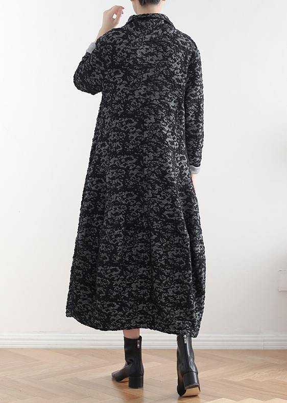 Luvik | mørkegrå asymmetrisk klær Jacquard midi-jakker