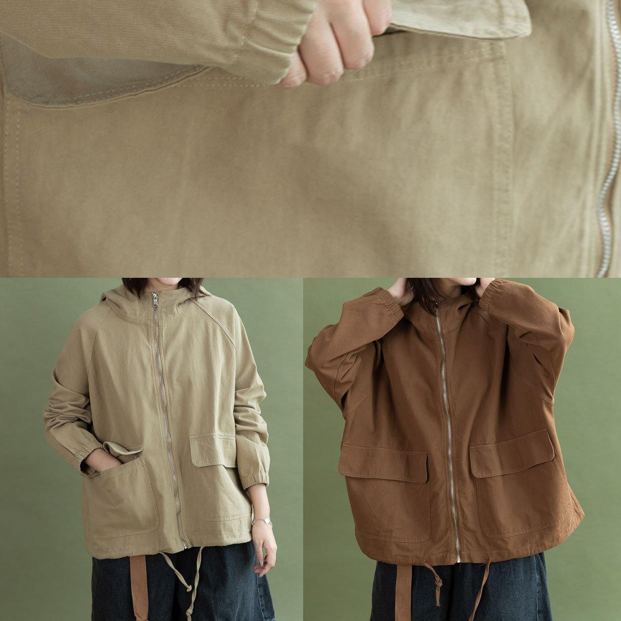 Luvik | Pitkät takit suurikokoiset huppu suklaa puuvillan naru lyhyet takit