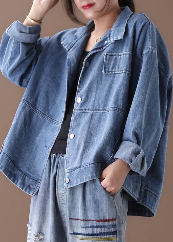 Luvik | Høyhals blå denimjakke