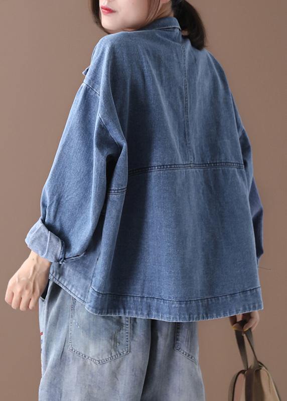 Luvik | Høyhals blå denimjakke