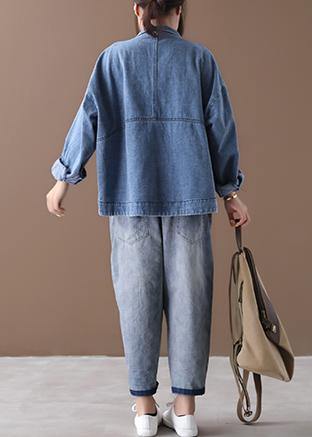 Luvik | Høyhals blå denimjakke