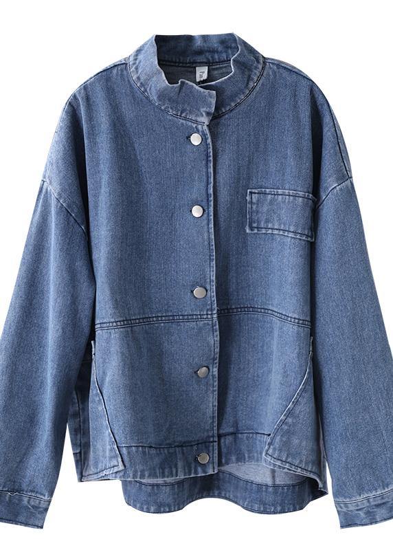 Luvik | Høyhals blå denimjakke