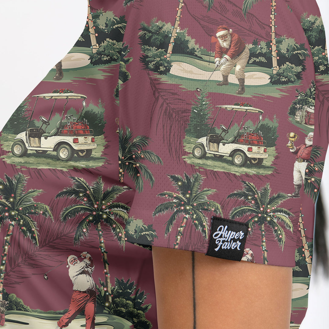 Luvik | Dame Bordeaux Santa Golf Spille Golf Polo Julegensere