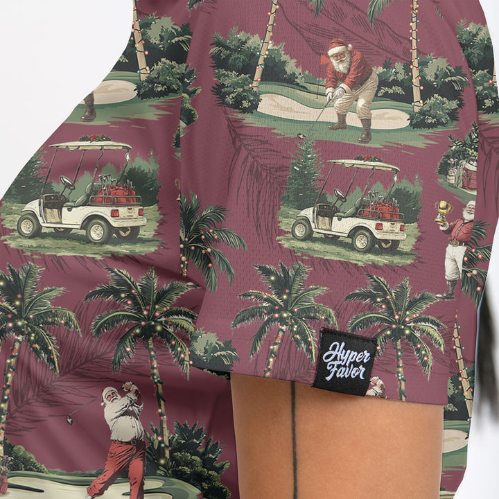 Luvik | Dame Bordeaux Santa Golf Spille Golf Polo Julegensere
