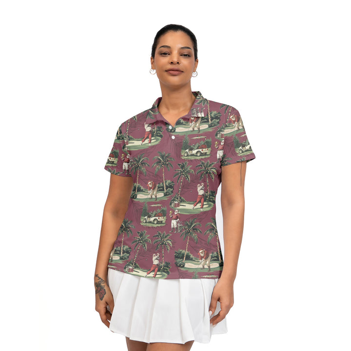 Luvik | Dame Bordeaux Santa Golf Spille Golf Polo Julegensere