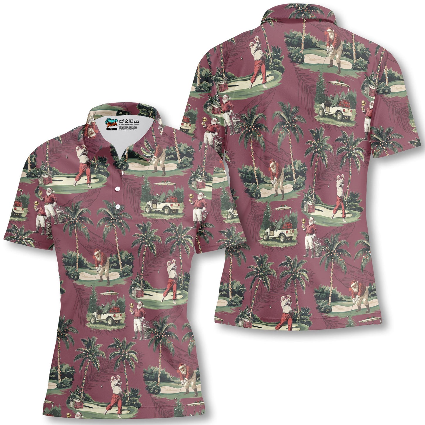 Luvik | Naisten Bordeaux Santa Golf Pelata Golf Polo Joulupaidat