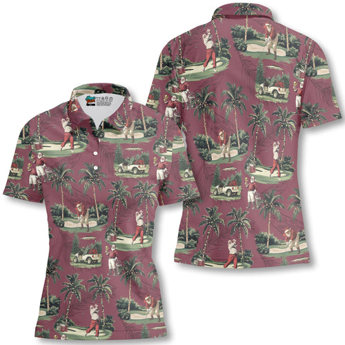 Luvik | Dame Bordeaux Santa Golf Spille Golf Polo Julegensere