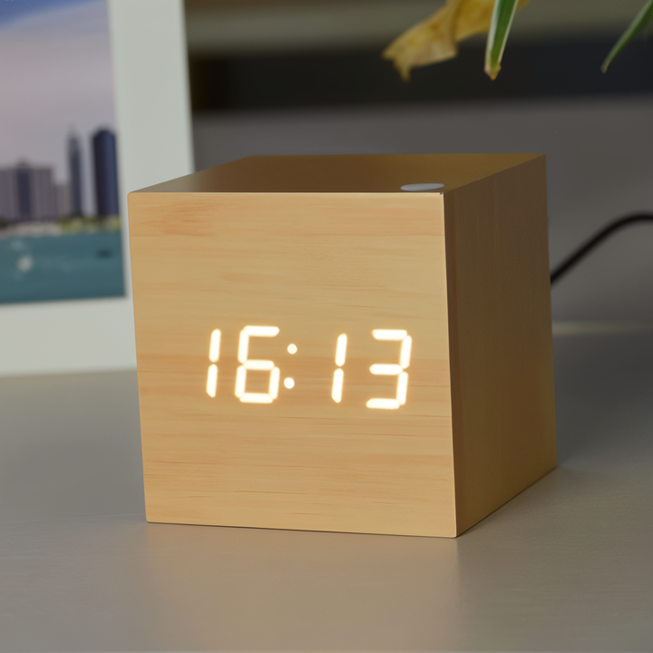 Luvikno | Elegant Digital LED Klokke i Tre