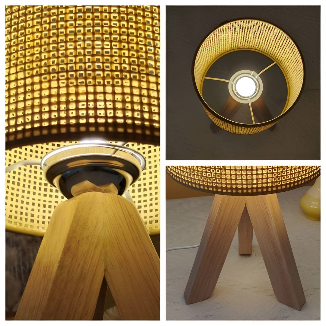 Luvikno | Håndlaget Rattan Bordlampe med USB og LED - Stilren og Bærekraftig Design