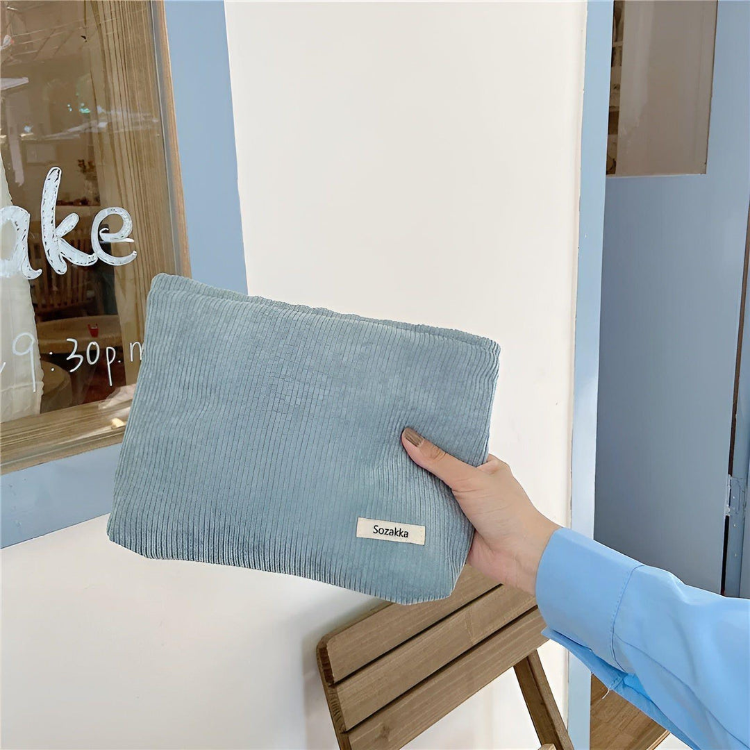 CorduroyGlam Bag - Cord Romslig Organiseringsveske for Kosmetikk | Luvikno