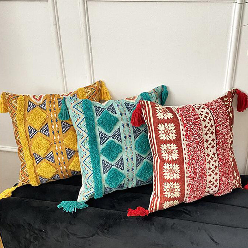 Boho foret linet frynse puteomslag