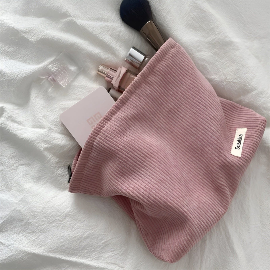 CorduroyGlam Bag - Cord Romslig Organiseringsveske for Kosmetikk | Luvikno