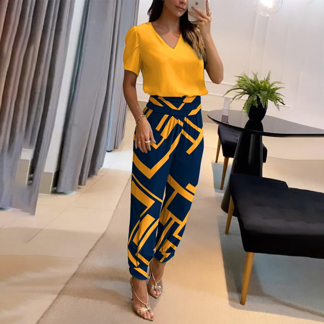 Luvik | Lyhythihainen V-pääntie jumpsuit naisille
