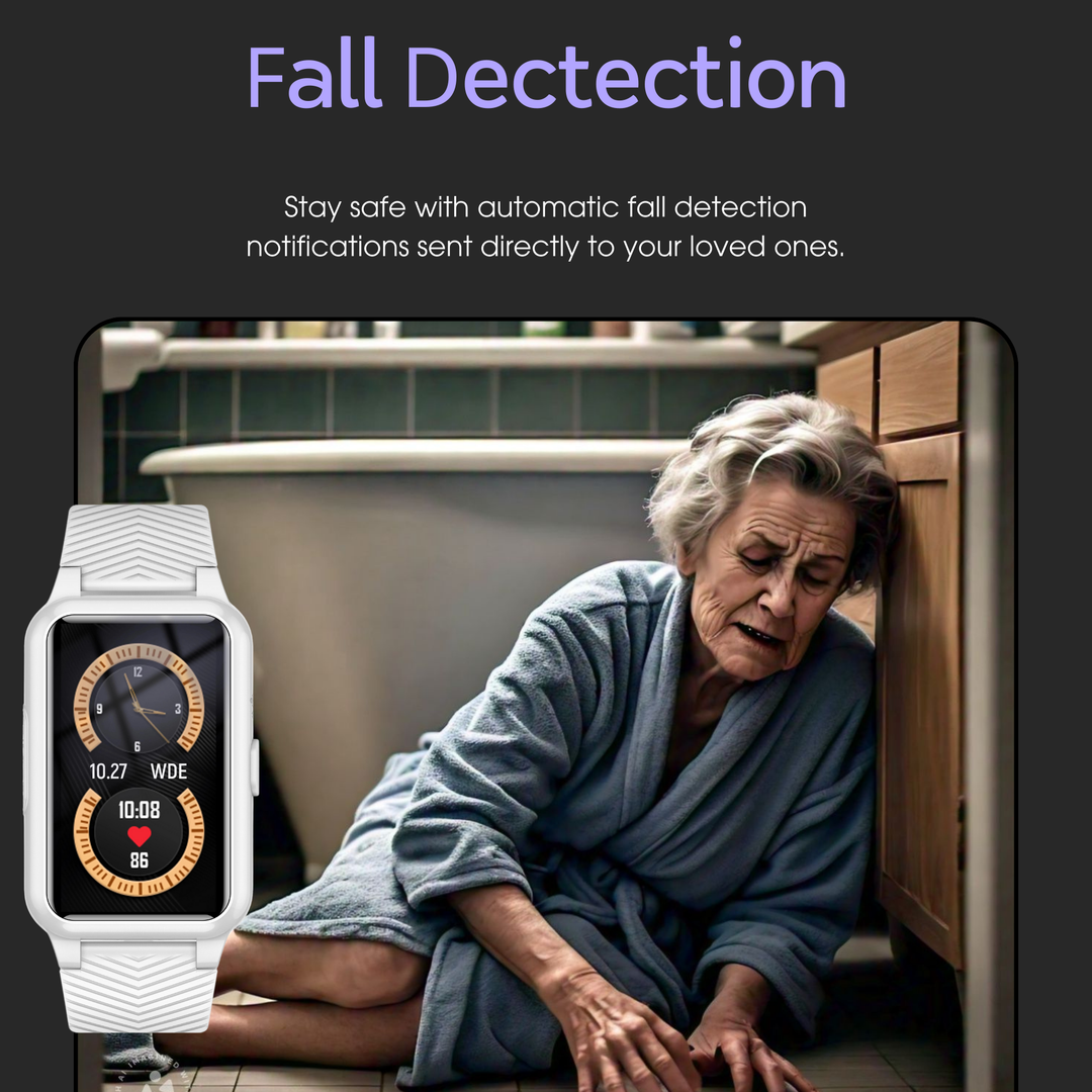 Senior Safety Watch med fallregistrering og GPS – Smart Care Smartklokke | Luvikno