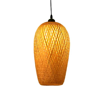 Rattan Kronelys | Håndlagd Boho Pendellampe for Stue & Stue | Luvikno