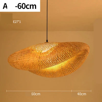 Håndlaget Rattan Pendelampe | Naturlig Belysning for Stue & Spisestue | Koselig Bohemsk Stil | Luvikno