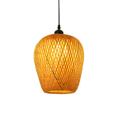 Rattan Kronelys | Håndlagd Boho Pendellampe for Stue & Stue | Luvikno