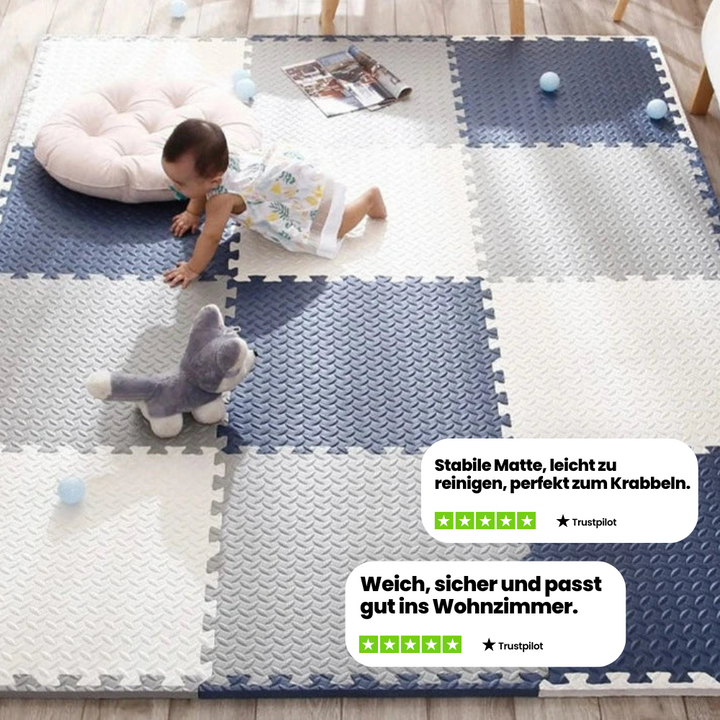 SpeelZacht Baby Lekematte – 12-delt myk krabematte for trygg lek og utforskning | Luvikno
