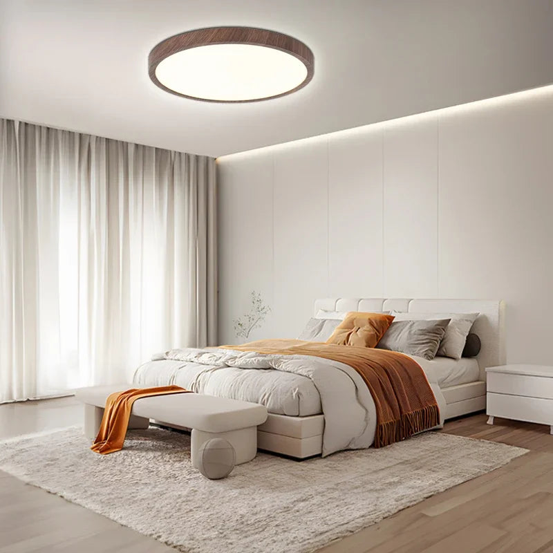 Luvikno | Moderne Sirkulær Taklampe med Justerbart LED-belysning i Varm Valnøttfarge for Stue og Soverom