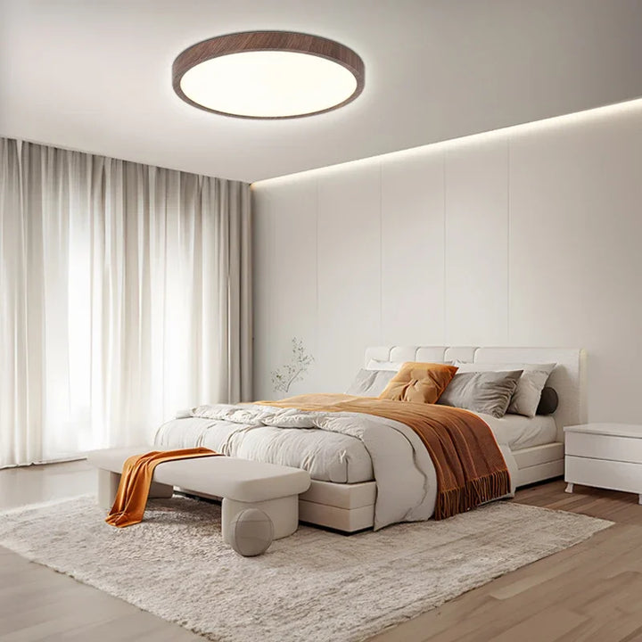 Luvikno | Moderne Sirkulær Taklampe med Justerbart LED-belysning i Varm Valnøttfarge for Stue og Soverom