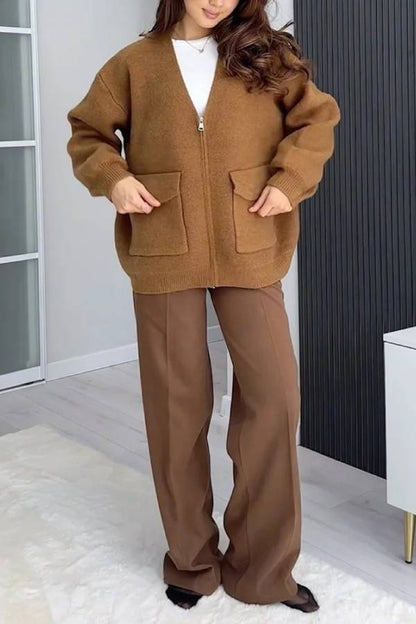 Luvik | Väri Monipuolinen V-kaula-aukko Taskupaita Takki