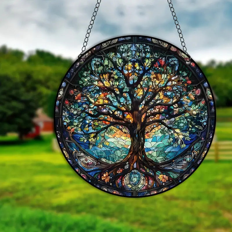 Glassmaleri Tre Veggkunst Hengepanel Luvikno