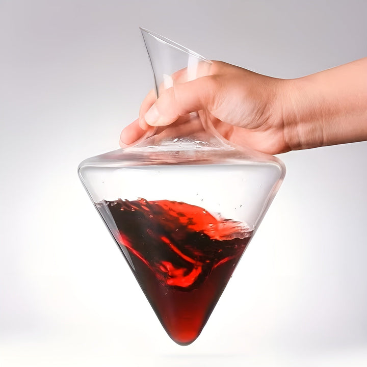 Vinkaraffel med Rask Lufting – Elegant Vanndfallsdesign laget av Glass | For Mer Intenst Aroma og Stilfull Vin Nytelse | Luvikno
