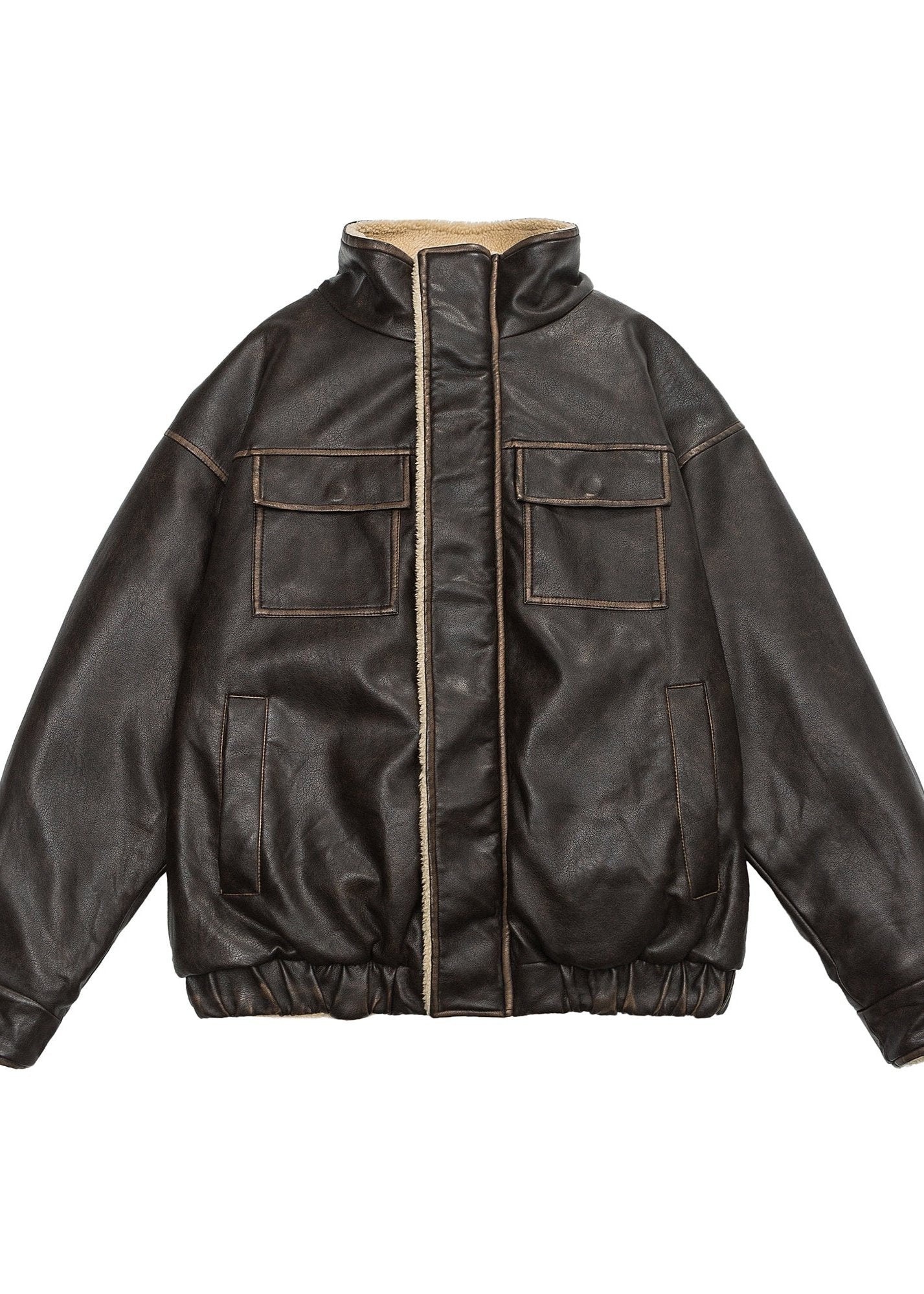 Luvik | Inspiroitu lammasfleece vuorattu nahkatakki – Unisex-tyyli