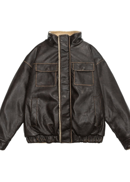 Luvik | Inspiroitu lammasfleece vuorattu nahkatakki – Unisex-tyyli