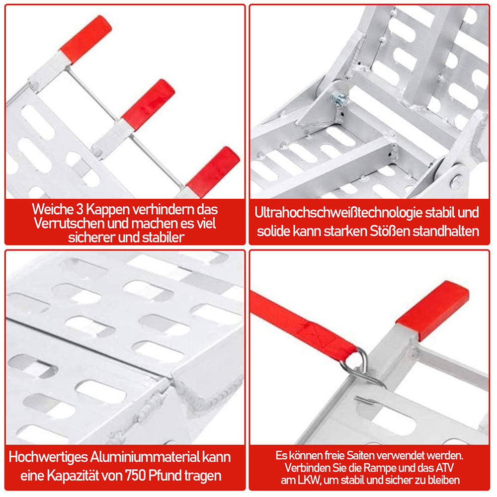 Folding Ramp 340kg Sammenleggbart Aluminium Laste Rampe Motorsykkel | Luvikno