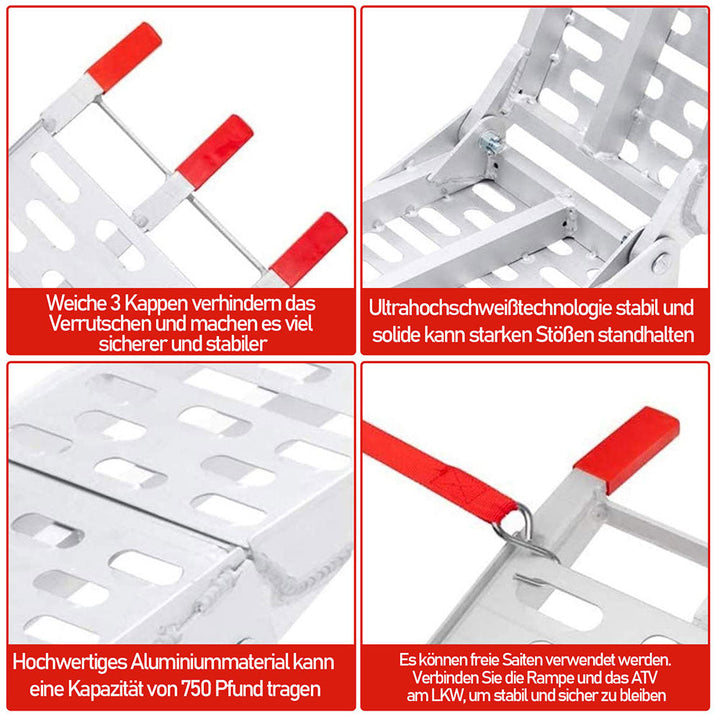 Folding Ramp 340kg Sammenleggbart Aluminium Laste Rampe Motorsykkel | Luvikno