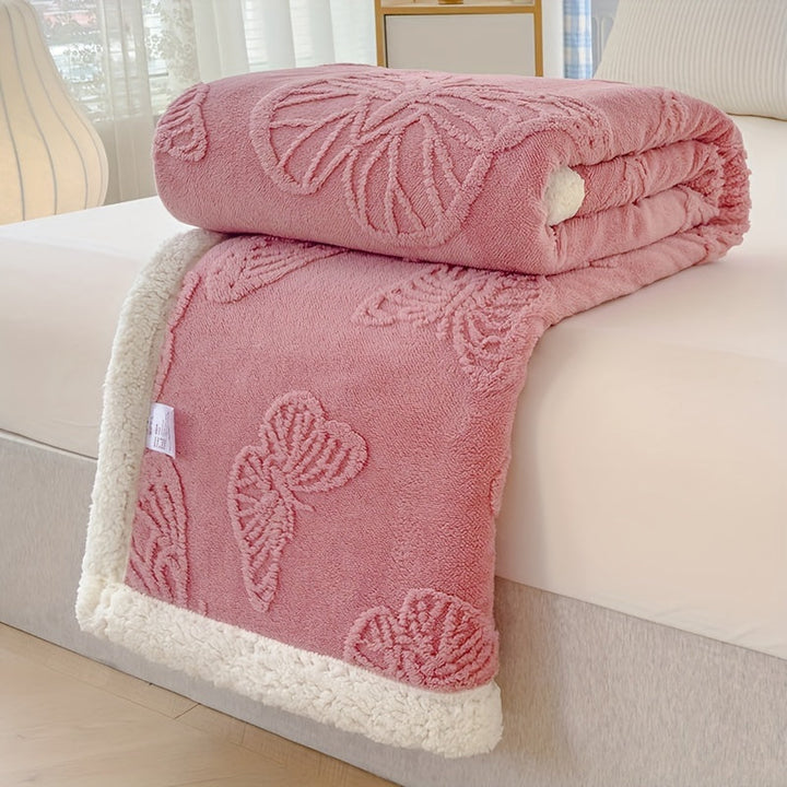 Cozy Luxe – Myk Fleece Teppe med Sommerfugl Design Luvikno