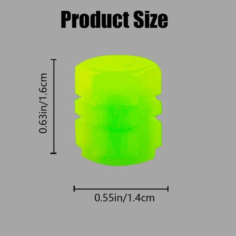 20-Pack Neon Green Glow Dekkventilkapsler – Ingen batteri nødvendig, Universal passform Luvikno