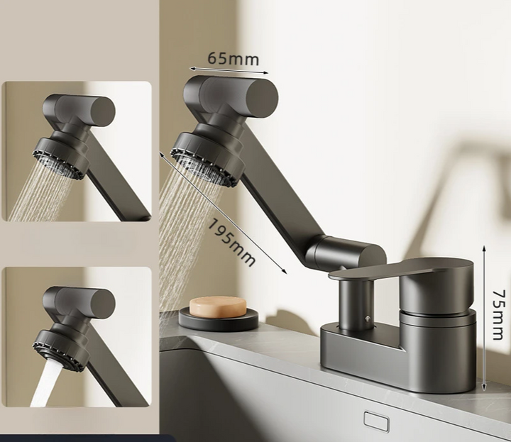 Aqua Twist Duo-Flex Servantbatteri – 360° svingende to-hulls blandebatteri for varmt og kaldt vann Luvikno