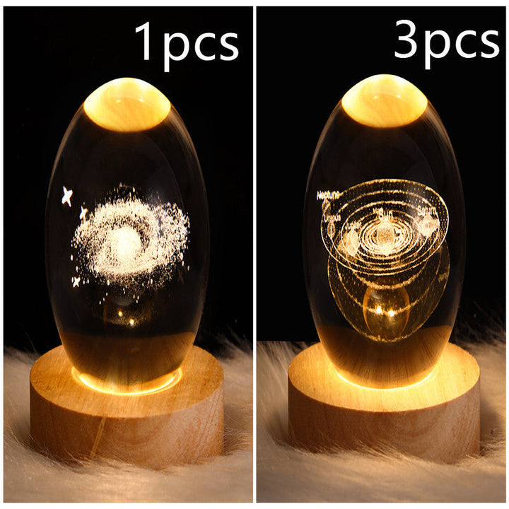 3D Galaxy Crystal Ball LED Nattlys | Luvikno