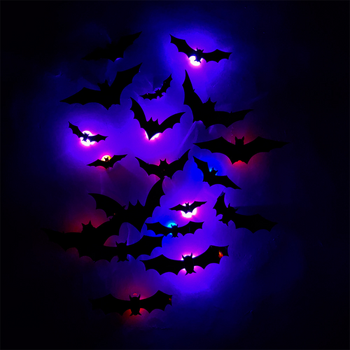 Luvikno | 3D Flaggermus LED Veggdekor — Gjør hjemmet ditt til den skumleste Halloween-scenen med livaktige flygende illusjoner!