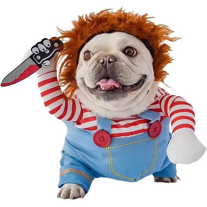 Chucky-inspired pet costume for dogs and cats Luvikno