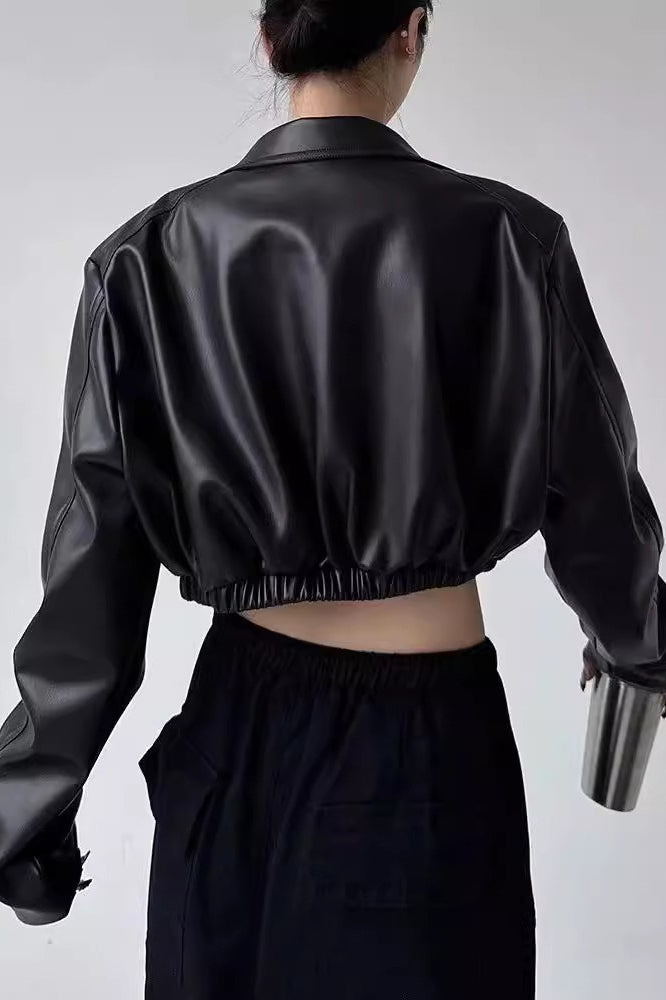 Luvik | Down Collar Biker Korte Jakke