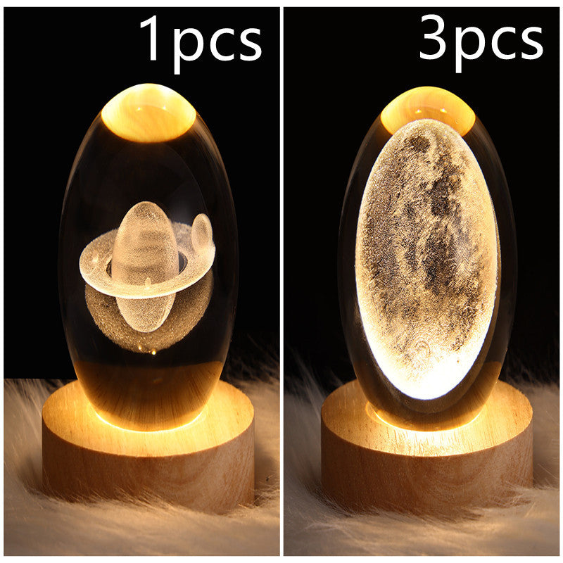 3D Galaxy Crystal Ball LED Nattlys | Luvikno