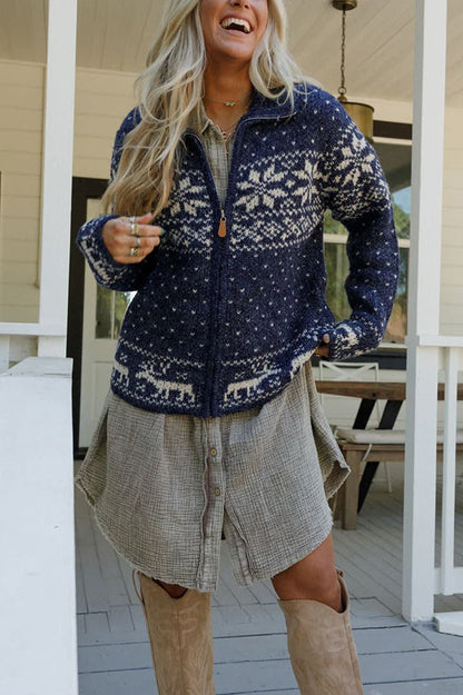 Luvik | Joulutähti-Poro-Vetoketju Pitkähiha-paita