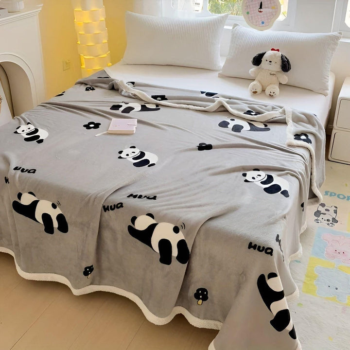 PandaSnug Teppe - Myk og Varm Panda Trykk Flanell Fleece Teppe | Luvikno