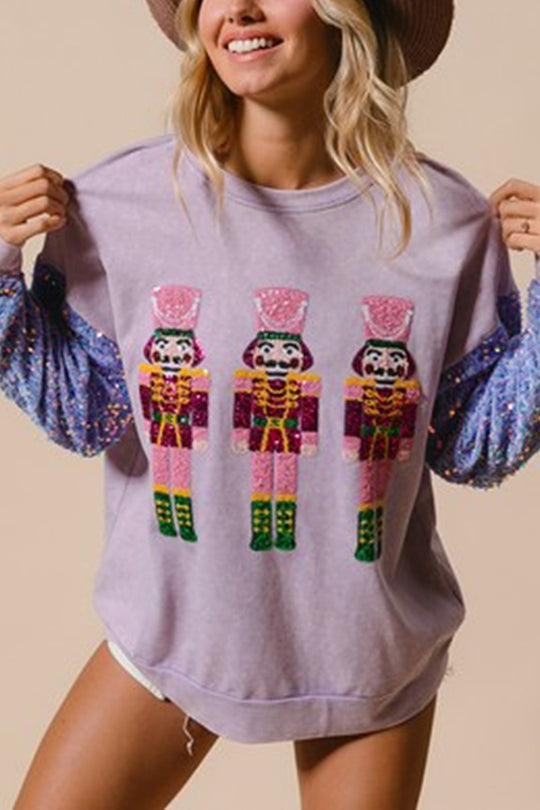 Luvik | Julemann Løs Åpen Rund Hals Rosa Ermeløs Sweatshirt