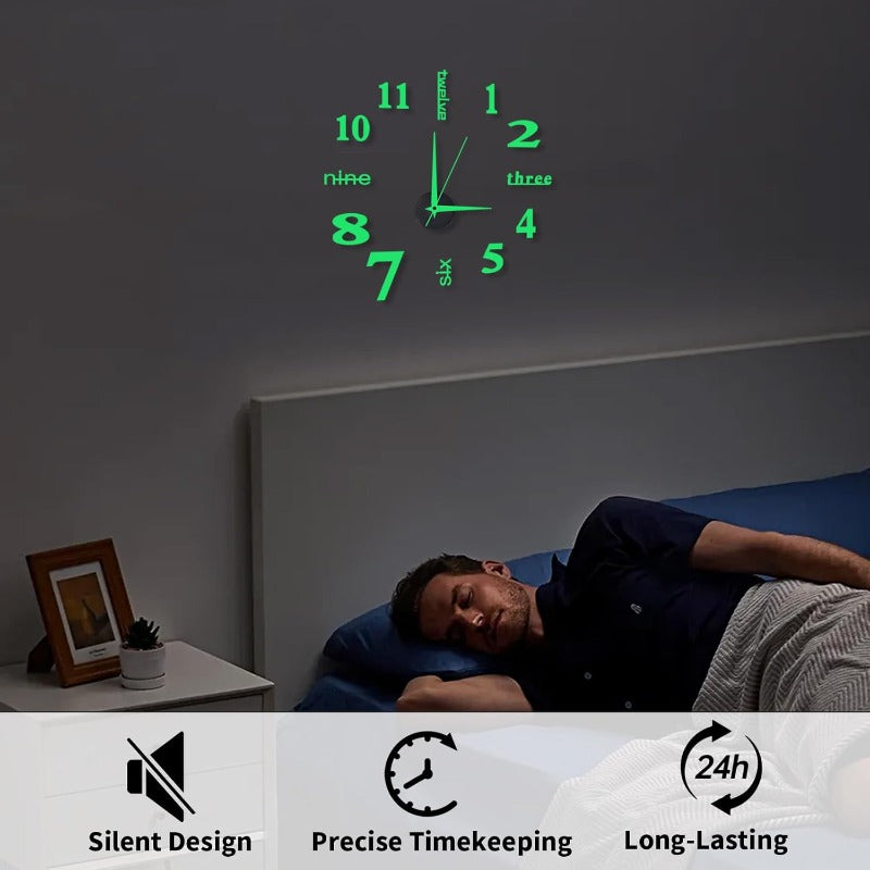 Luminous Uten ramme 3D veggklokke Luvikno
