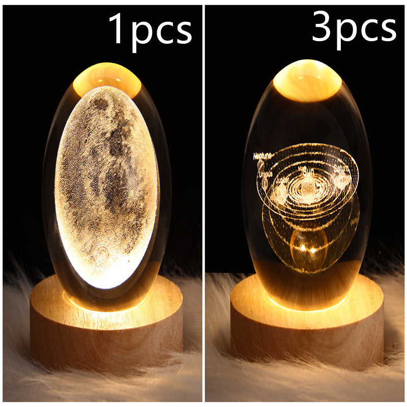 3D Galaxy Crystal Ball LED Nattlys | Luvikno