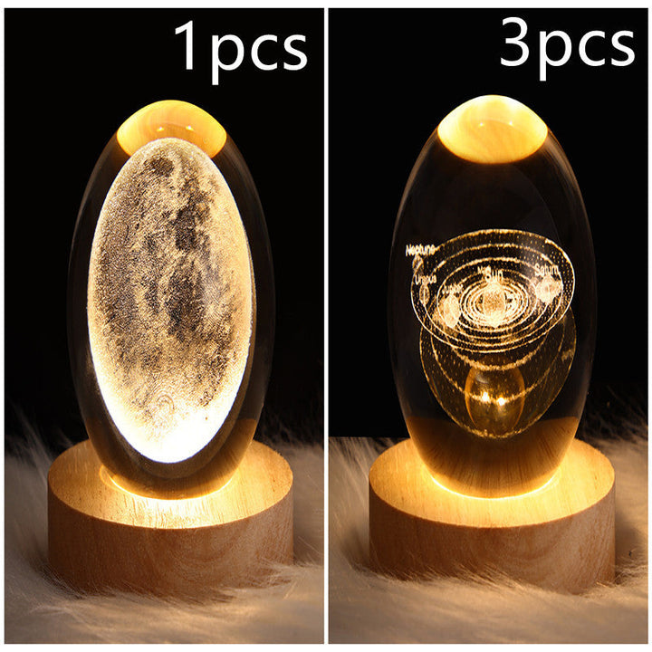 3D Galaxy Crystal Ball LED Nattlys | Luvikno