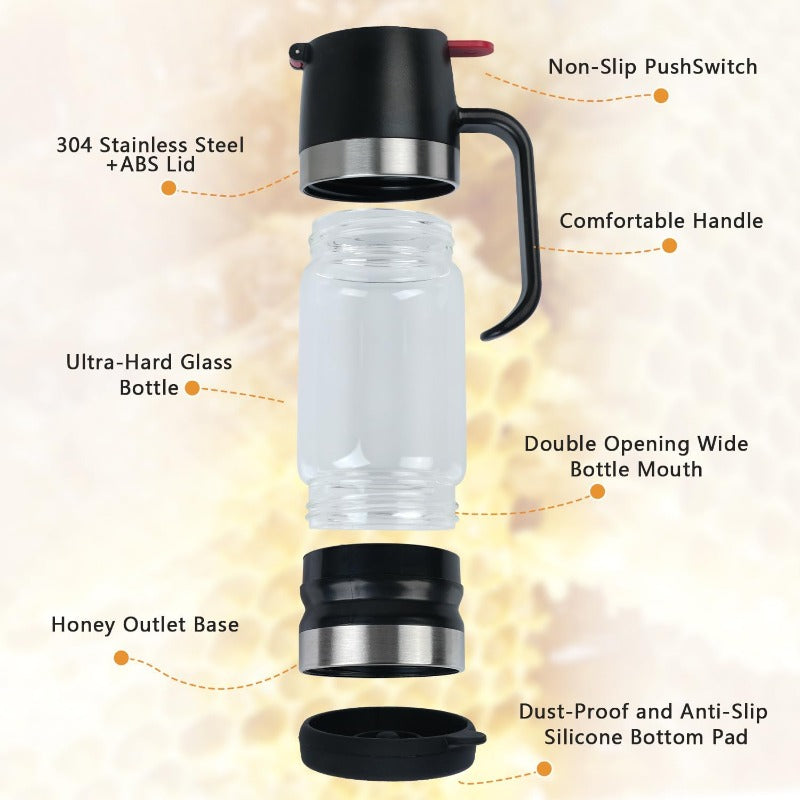 No-Drip Glass Honey Dispenser Luvikno