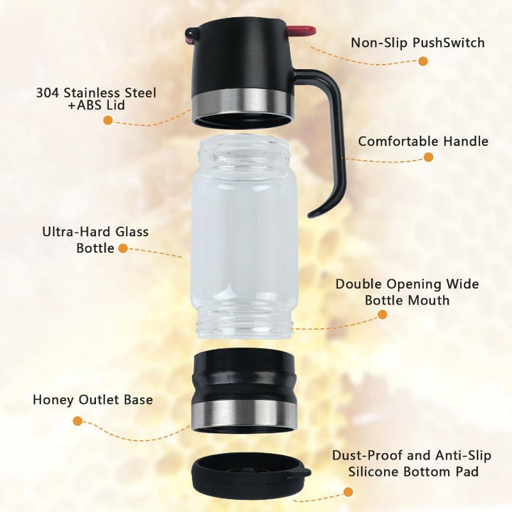 No-Drip Glass Honey Dispenser Luvikno