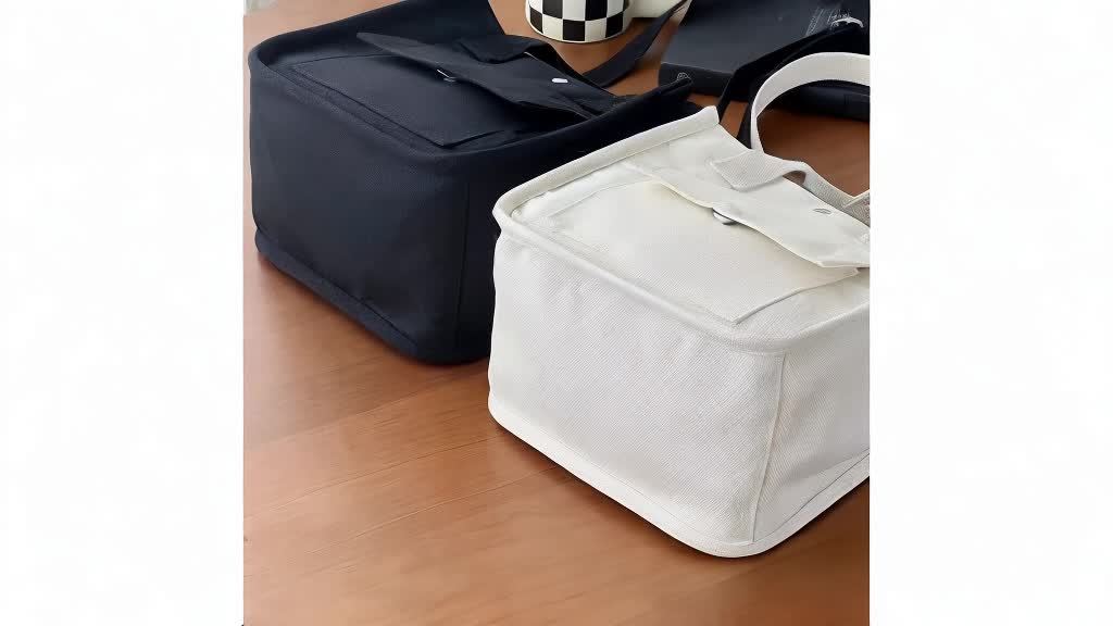 UrbanEase Canvas Slingbag – Hvit skulderveske med magnetlukking og justerbar stropp | Luvikno